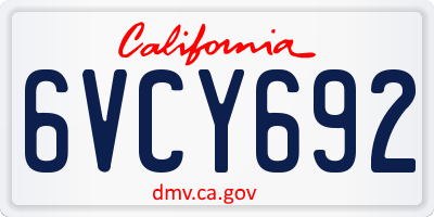 CA license plate 6VCY692