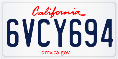 CA license plate 6VCY694