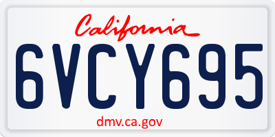 CA license plate 6VCY695