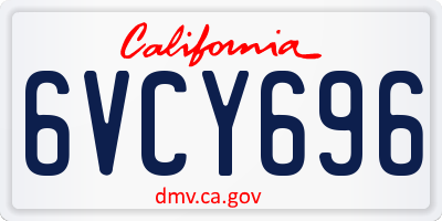 CA license plate 6VCY696