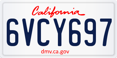 CA license plate 6VCY697
