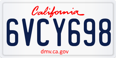 CA license plate 6VCY698