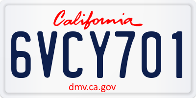 CA license plate 6VCY701