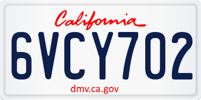 CA license plate 6VCY702