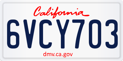 CA license plate 6VCY703