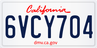 CA license plate 6VCY704