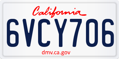 CA license plate 6VCY706