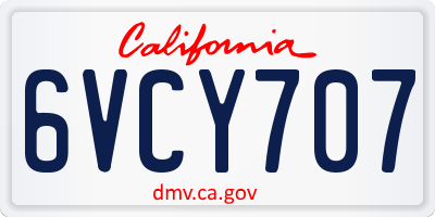CA license plate 6VCY707