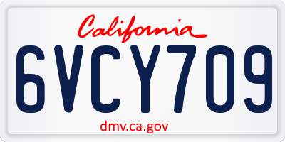 CA license plate 6VCY709