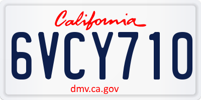 CA license plate 6VCY710