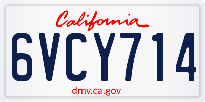 CA license plate 6VCY714
