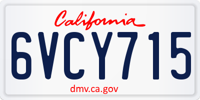 CA license plate 6VCY715