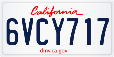 CA license plate 6VCY717