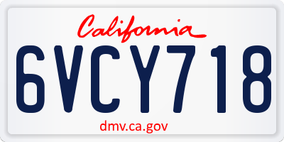 CA license plate 6VCY718