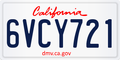 CA license plate 6VCY721