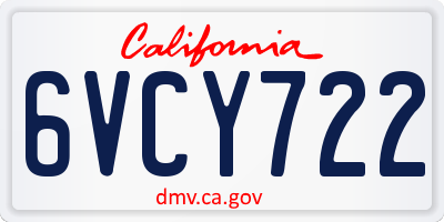 CA license plate 6VCY722