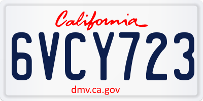 CA license plate 6VCY723