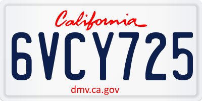CA license plate 6VCY725