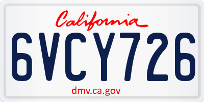 CA license plate 6VCY726