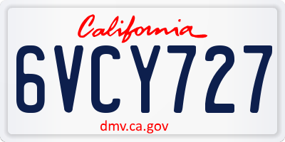 CA license plate 6VCY727