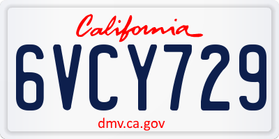 CA license plate 6VCY729