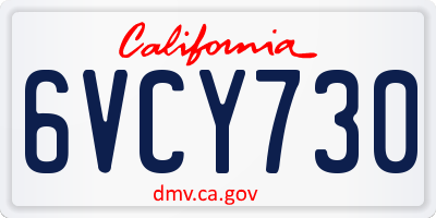 CA license plate 6VCY730