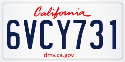 CA license plate 6VCY731
