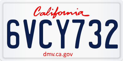 CA license plate 6VCY732