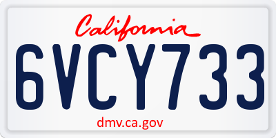 CA license plate 6VCY733