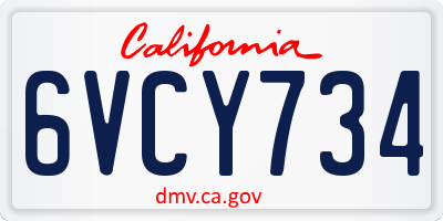 CA license plate 6VCY734