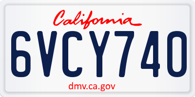 CA license plate 6VCY740