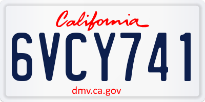 CA license plate 6VCY741