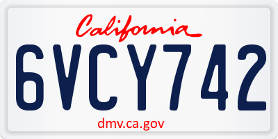CA license plate 6VCY742