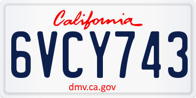 CA license plate 6VCY743