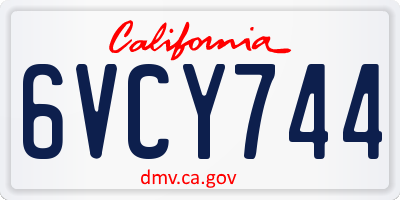 CA license plate 6VCY744