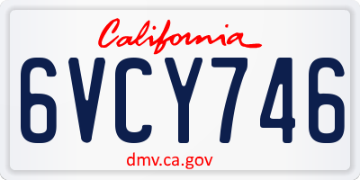 CA license plate 6VCY746