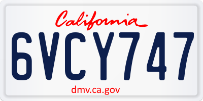 CA license plate 6VCY747