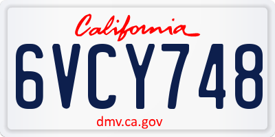 CA license plate 6VCY748