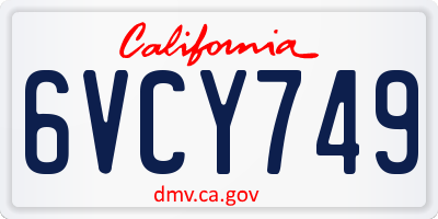 CA license plate 6VCY749