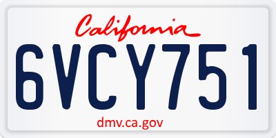 CA license plate 6VCY751
