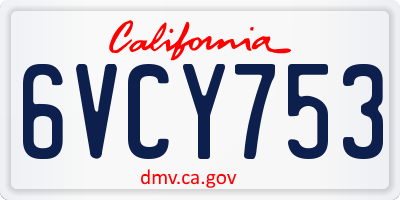CA license plate 6VCY753