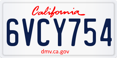 CA license plate 6VCY754