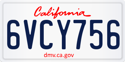 CA license plate 6VCY756
