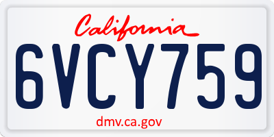 CA license plate 6VCY759