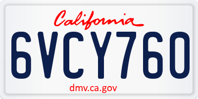 CA license plate 6VCY760