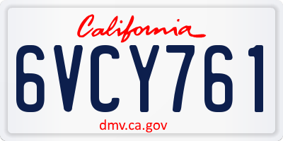CA license plate 6VCY761