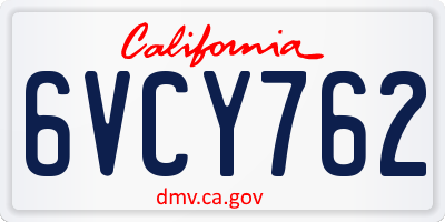 CA license plate 6VCY762