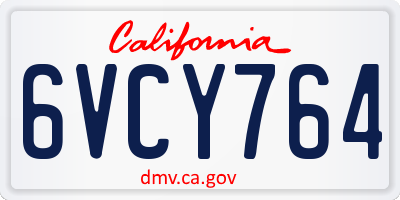 CA license plate 6VCY764
