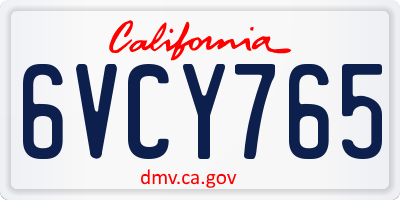 CA license plate 6VCY765