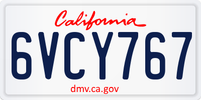 CA license plate 6VCY767